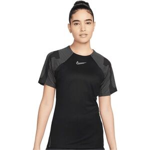 Nike Women’s Dri-FIT SS Strike Soccer T-Shirt Activewear Slim Fit Black Gray Med